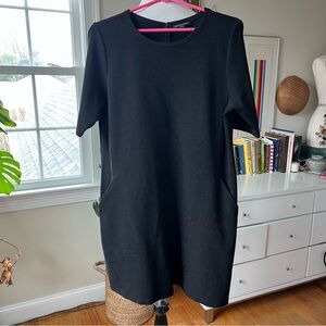 Eileen Fisher Tencel Lyocell Short Sleeved Shift Dress with Pockets Size Medium